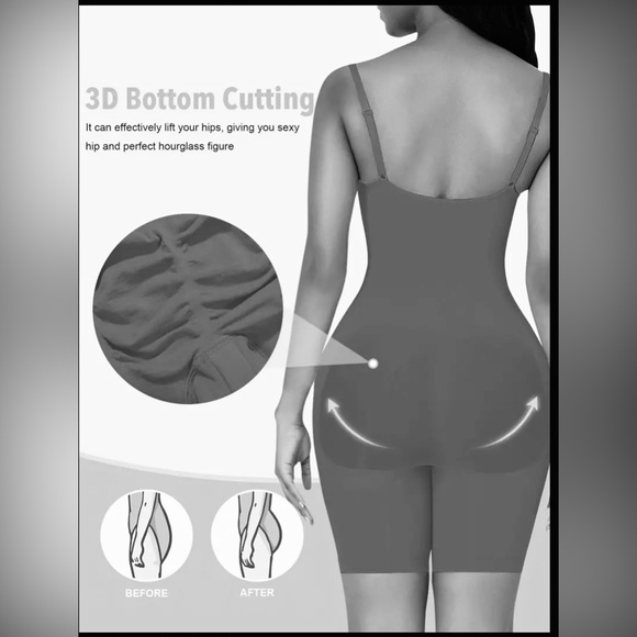 🔥✔️ Solid Adjustable Strap Bodysuit, Backless Butt Lifting Bodyshaper Size L 👀 - Picture 7 of 16